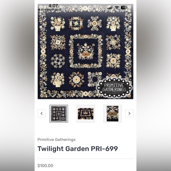 Primitive Gatherings Quilt pattern Twilight Garden - Picture 7 of 8